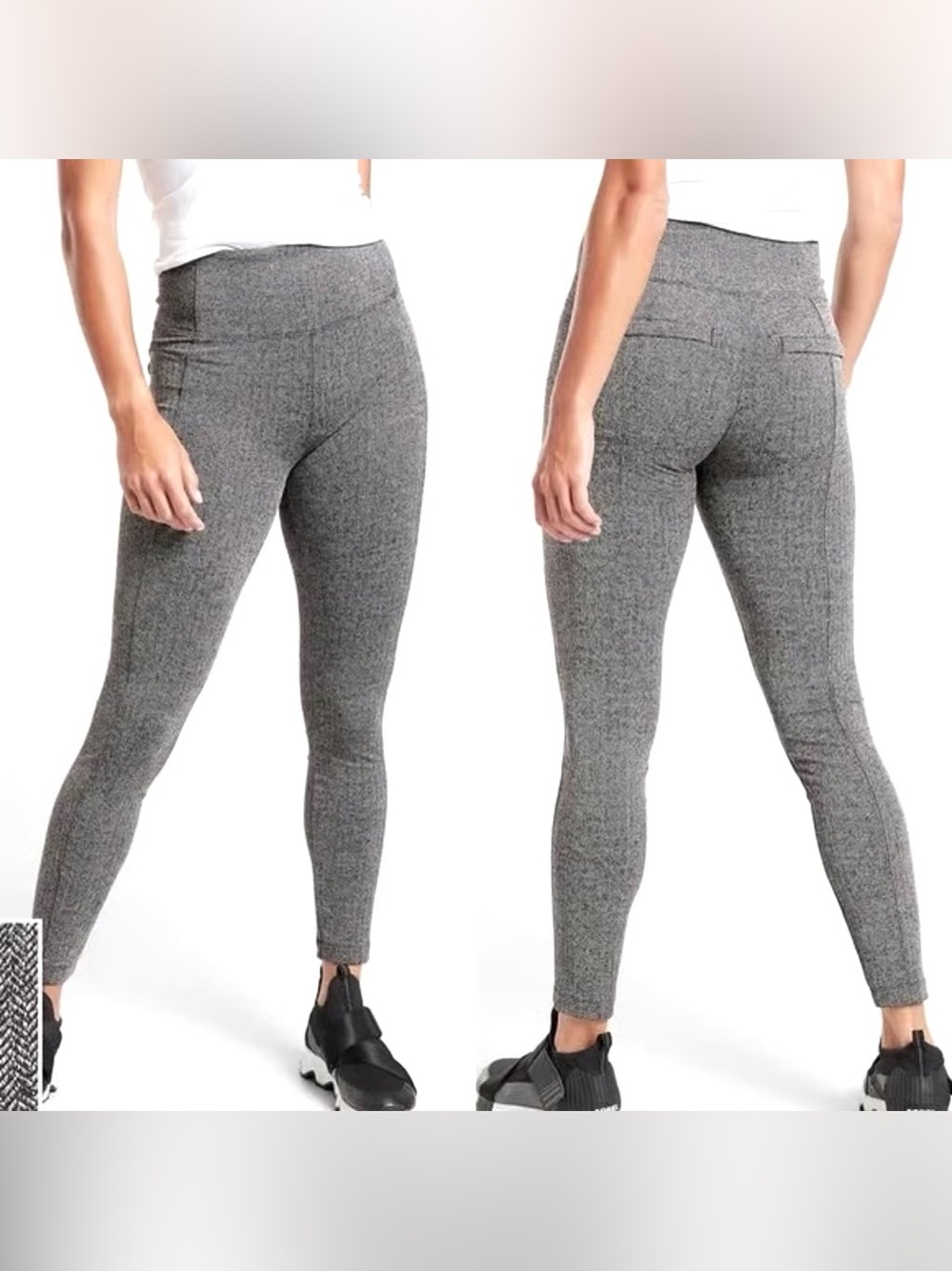 Athleta Black and White Herringbone Knit Leggings - Picture 15 of 16